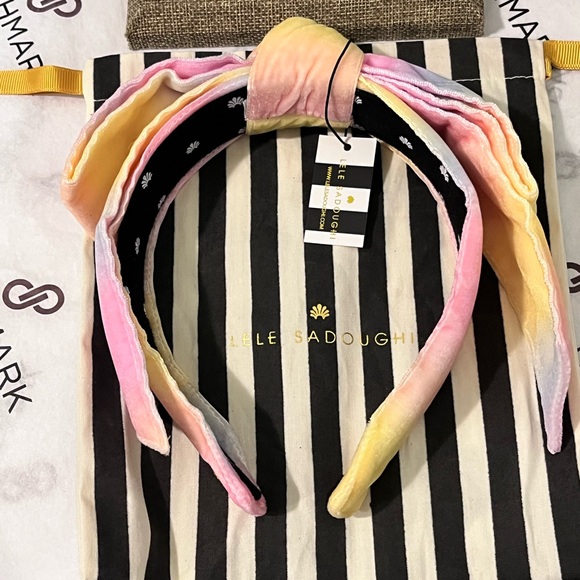 LELE SADOUGHI SHIRLEY NWT AUTHENTIC APRICOT OMBRÉ VELVET BOW HEADBAND main image 13